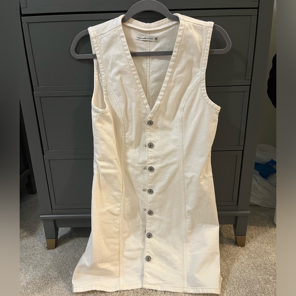 Abercrombie White Denim Dress Medium Petite